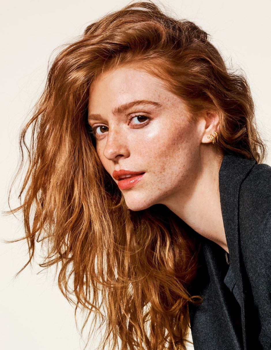 Woman with voluminous red hair