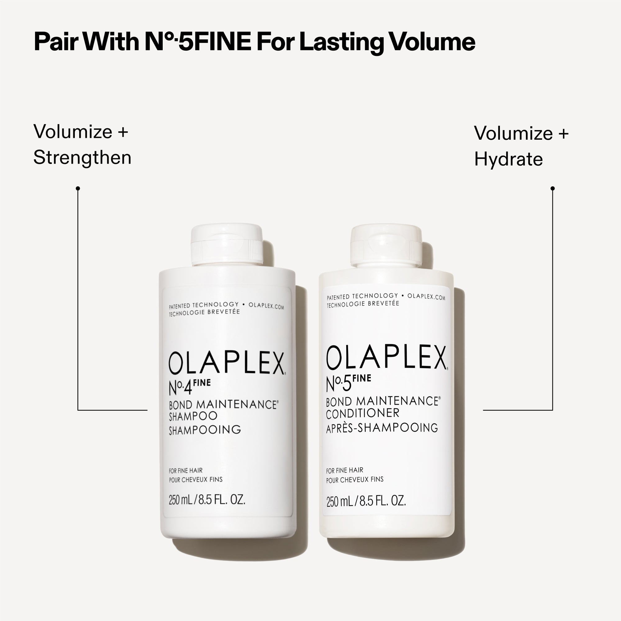 Pair With No.5FINE for Lasting Volume
No.4F - Volumize + Strengthen 
No.5F - Volumize + Hydrate