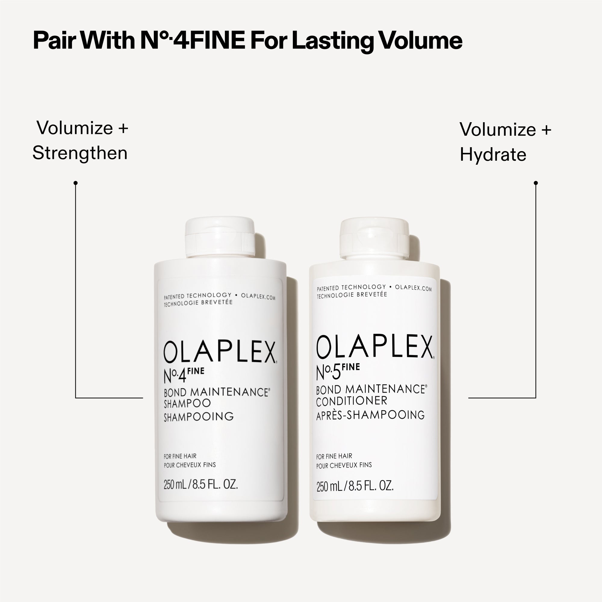 Pair With No.4FINE for Lasting Volume
No.4F - Volumize + Strengthen 
No.5F - Volumize + Hydrate