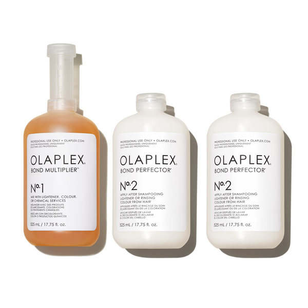 Left Bottle (OLAPLEX N°.1 BOND MULTIPLIER®)

Middle and Right Bottles (OLAPLEX N°.2 BOND PERFECTOR®): - main view