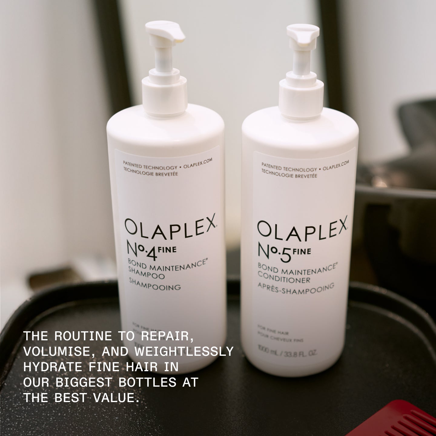 No.4FINE Bond Maintenance Shampoo and No.5FINE Bond Maintenance Conditioner next to it

THE ROUTINE TO REPAIR, VOLUMISE, AND WEIGHTLESSLY HYDRATE FINE HAIR IN OUR BIGGEST BOTTLES AT THE BEST VALUE.