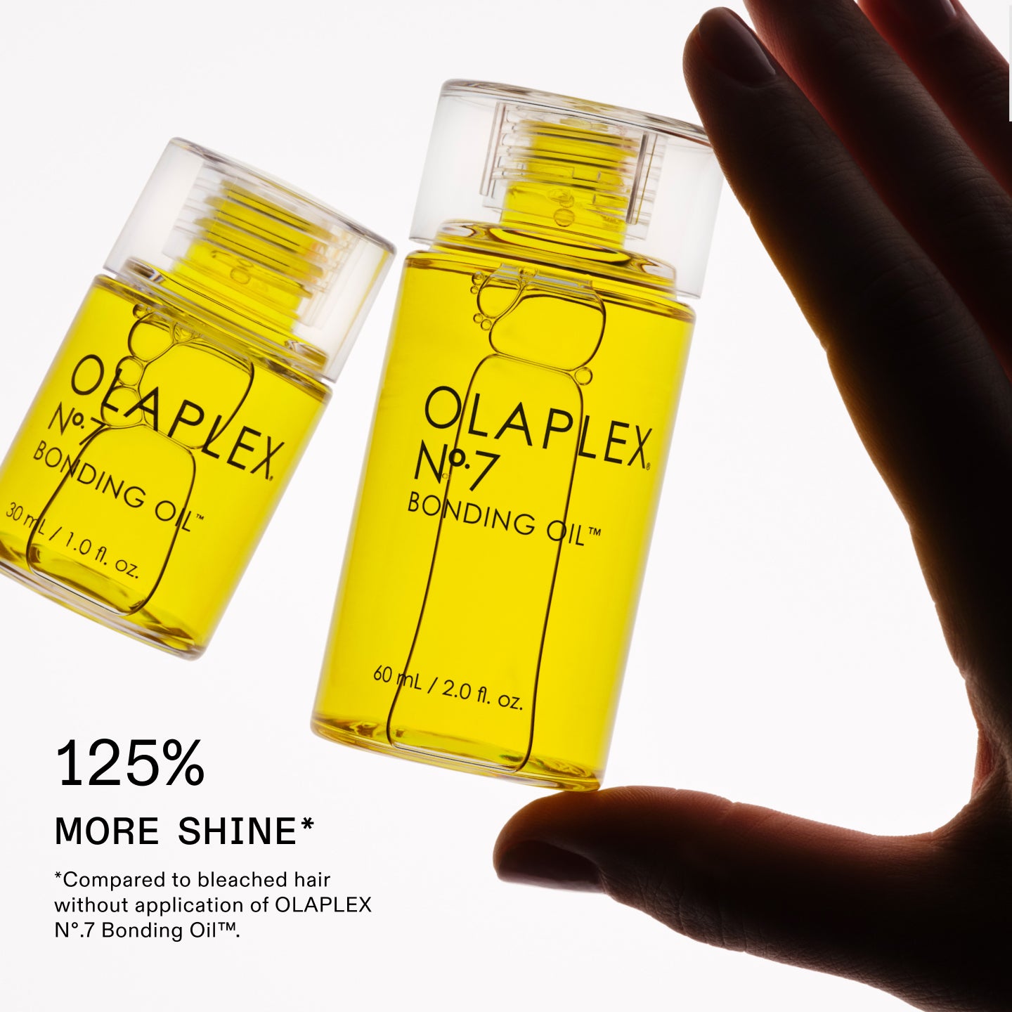 125% MORE SHINE* 

*Compared to bleached hair without application of OLAPLEX No.7 Bonding Oil™.